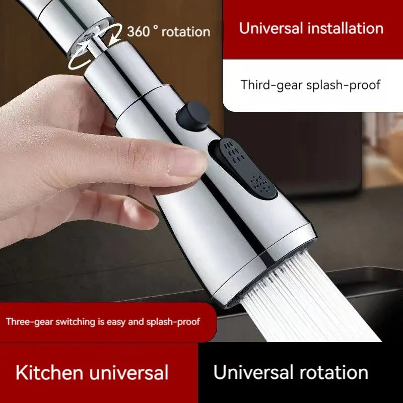 360°Kitchen 3-step Adjustable Tap Splashproof Extender Household Universal Booster Sprayer Universal Tap with Swivel Spout