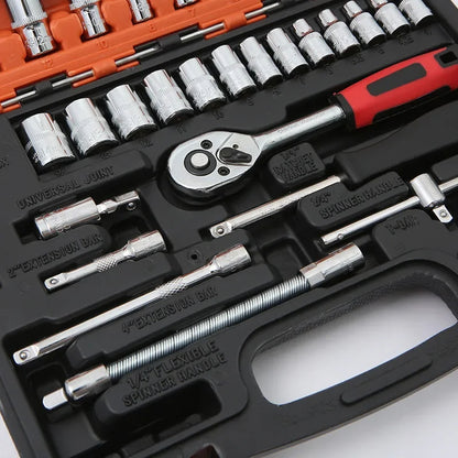 NEW Car Repair Tool Kit 46/53 Piece/Set 1/4-Inch Socket Set Car Repair Tool Ratchet Torque Wrench Combo Auto Repairing Tool Set