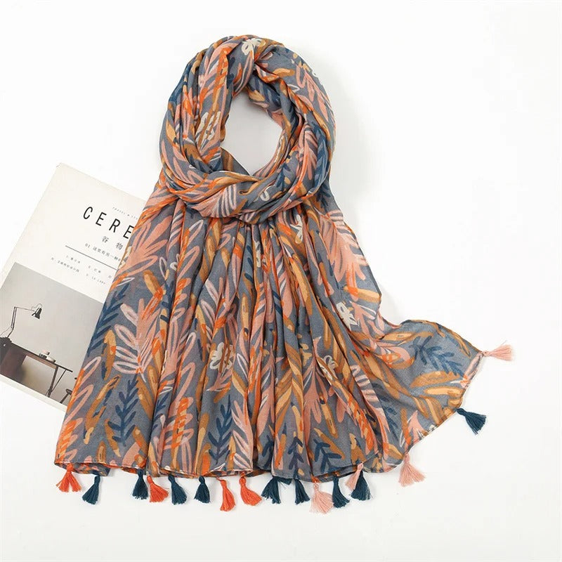 Fashion Spring Summer Thin Viscose Shawl Scarf for Women Lovely Floral Design Neckerchief Pashminas Wrap Muslim Echarpe 180*90Cm