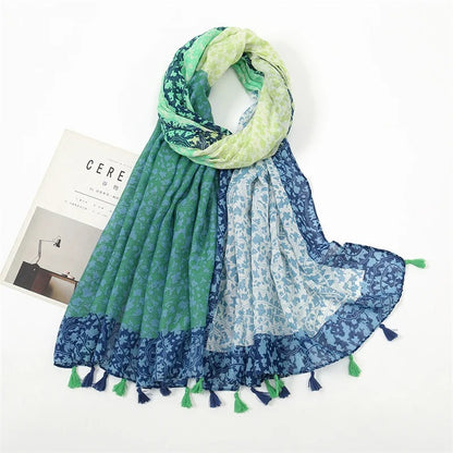 Fashion Spring Summer Thin Viscose Shawl Scarf for Women Lovely Floral Design Neckerchief Pashminas Wrap Muslim Echarpe 180*90Cm