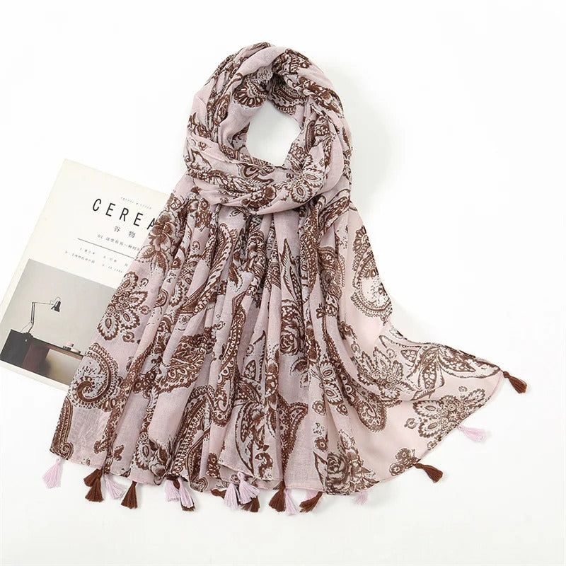 Fashion Spring Summer Thin Viscose Shawl Scarf for Women Lovely Floral Design Neckerchief Pashminas Wrap Muslim Echarpe 180*90Cm