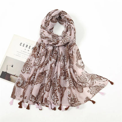 Fashion Spring Summer Thin Viscose Shawl Scarf for Women Lovely Floral Design Neckerchief Pashminas Wrap Muslim Echarpe 180*90Cm