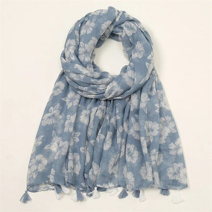 Fashion Spring Summer Thin Viscose Shawl Scarf for Women Lovely Floral Design Neckerchief Pashminas Wrap Muslim Echarpe 180*90Cm