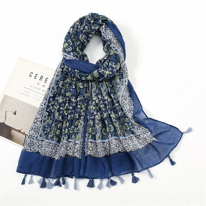 Fashion Spring Summer Thin Viscose Shawl Scarf for Women Lovely Floral Design Neckerchief Pashminas Wrap Muslim Echarpe 180*90Cm