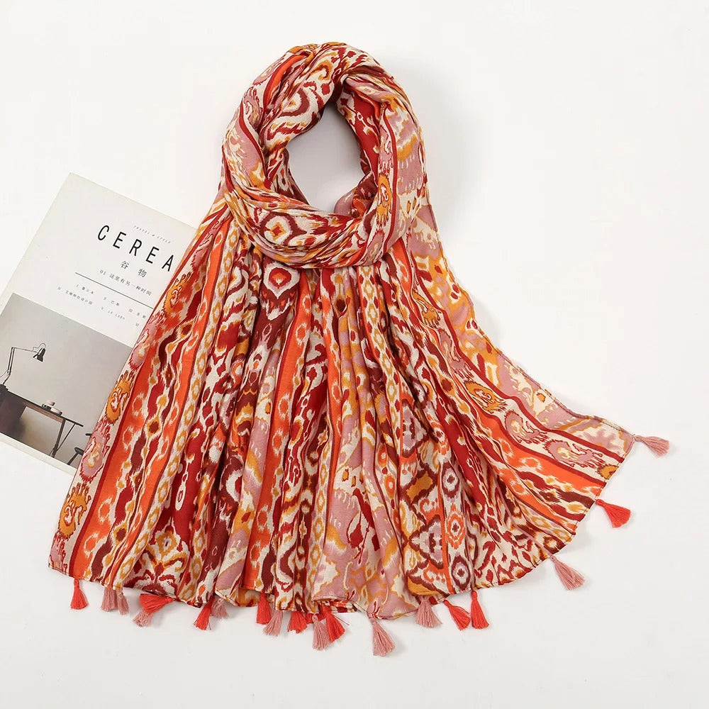 Fashion Spring Summer Thin Viscose Shawl Scarf for Women Lovely Floral Design Neckerchief Pashminas Wrap Muslim Echarpe 180*90Cm