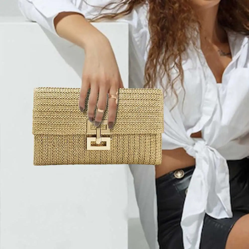 Straw Woven Clutch for Women Raffia Crochet Beach Rattan Causal Female Party Wedding Evening Bag New Summer Luxury Purse Handbag