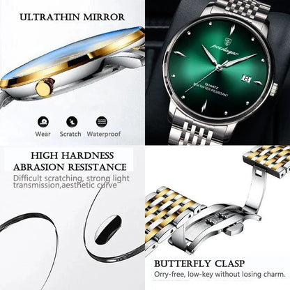 POEDAGAR Men Watch Luxury Men Watch Waterproof Luminous Stainless Steel Watches Sport Quartz Clock Mens Date Business Wristwatch