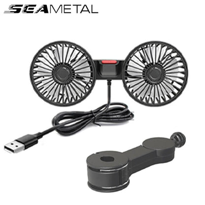 SEAMETAL 3 הילוכים גב קירור מושב רכב מאוורר טעינת USB מאוורר ראש כפול מצנן צוואר סיבוב 360 מעלות לאביזרי רכב בקיץ