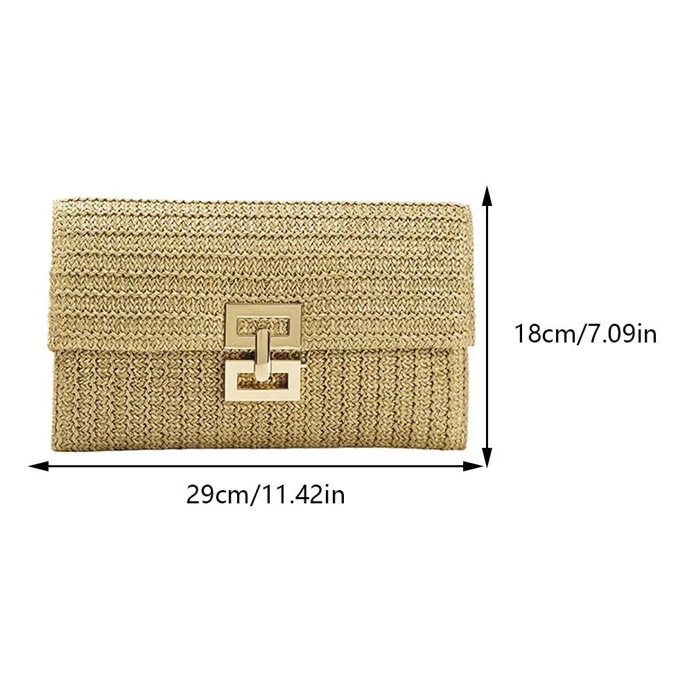 Straw Woven Clutch for Women Raffia Crochet Beach Rattan Causal Female Party Wedding Evening Bag New Summer Luxury Purse Handbag